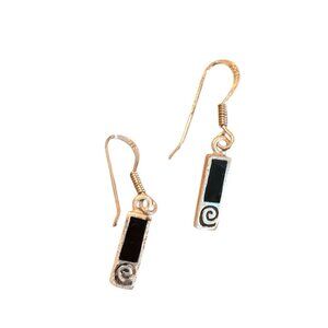 Black Onyx Bar Dangle Drop Earrings Sterling Silver 925 Women Southwest
